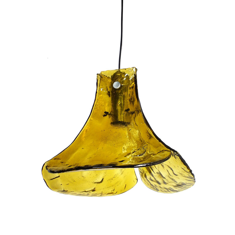 Vintage murano pendant light with green glass by Carlo Nasson for Mazzega - 1960s