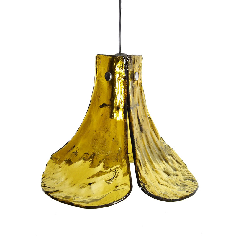 Vintage murano pendant light with green glass by Carlo Nasson for Mazzega - 1960s