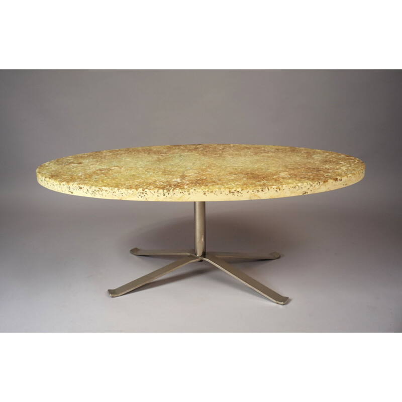 Table de salon ovale en résine, Pierre GIRAUDON - années 70