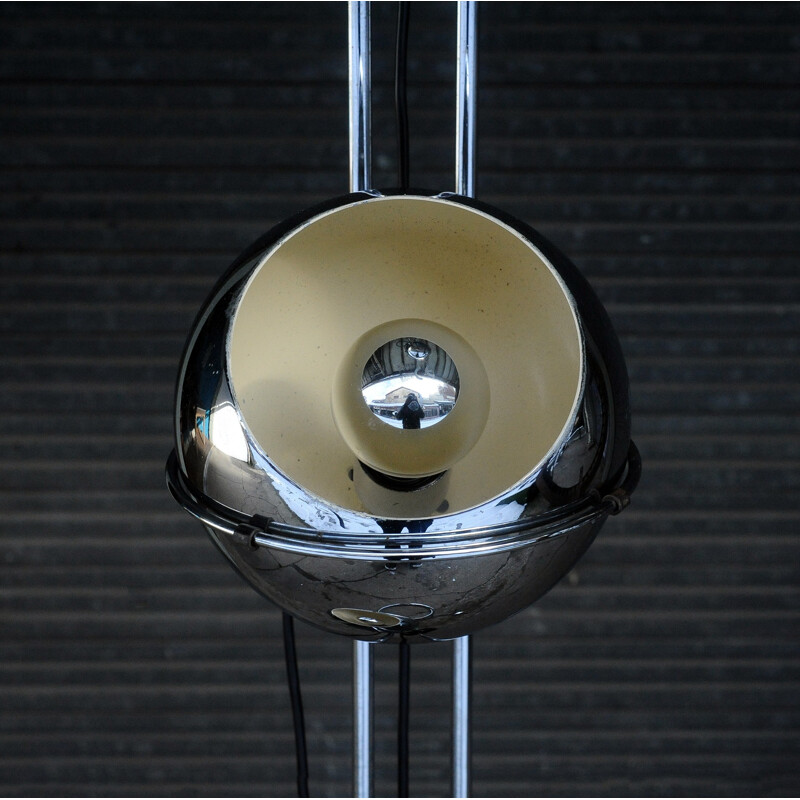 Vintage floor lamp with 3 globes in chromed metal by Goffredo Reggiani - 1970s