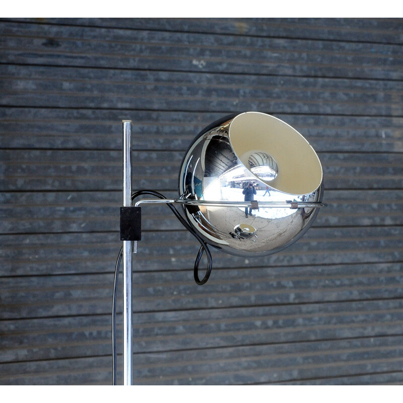 Vintage floor lamp with 3 globes in chromed metal by Goffredo Reggiani - 1970s