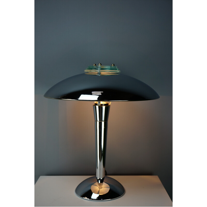 Vintage Chromed Mushroom Lamp - 1980s