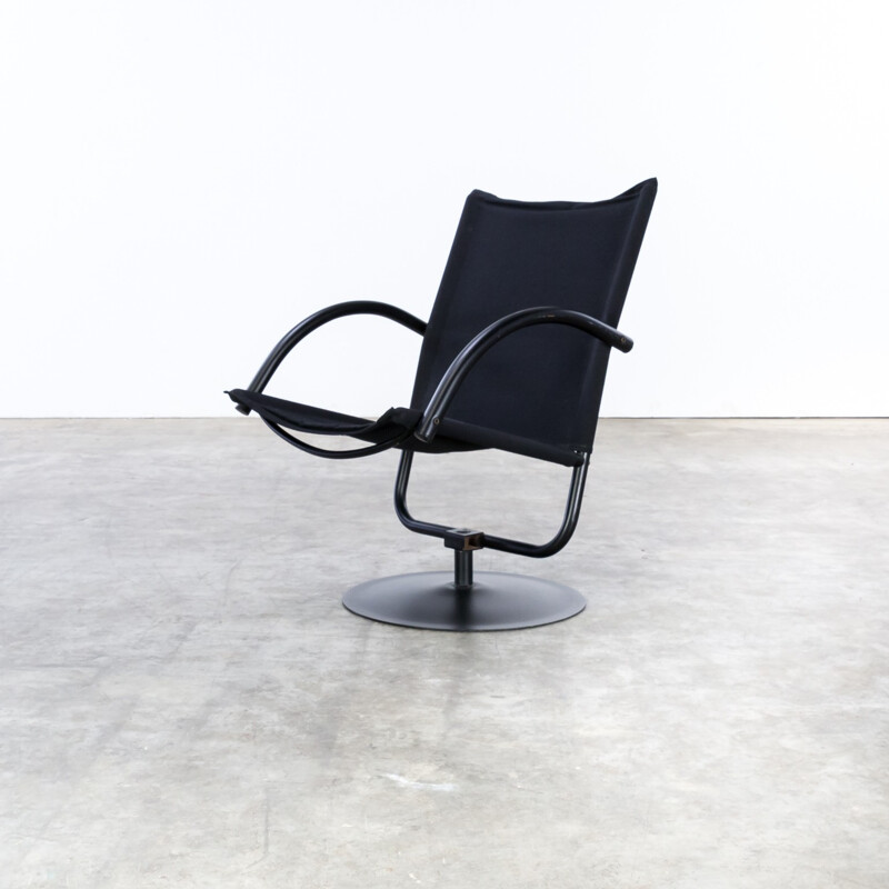 Vintage swivel black chair by Mazairac & Boonzaaier - 1980s