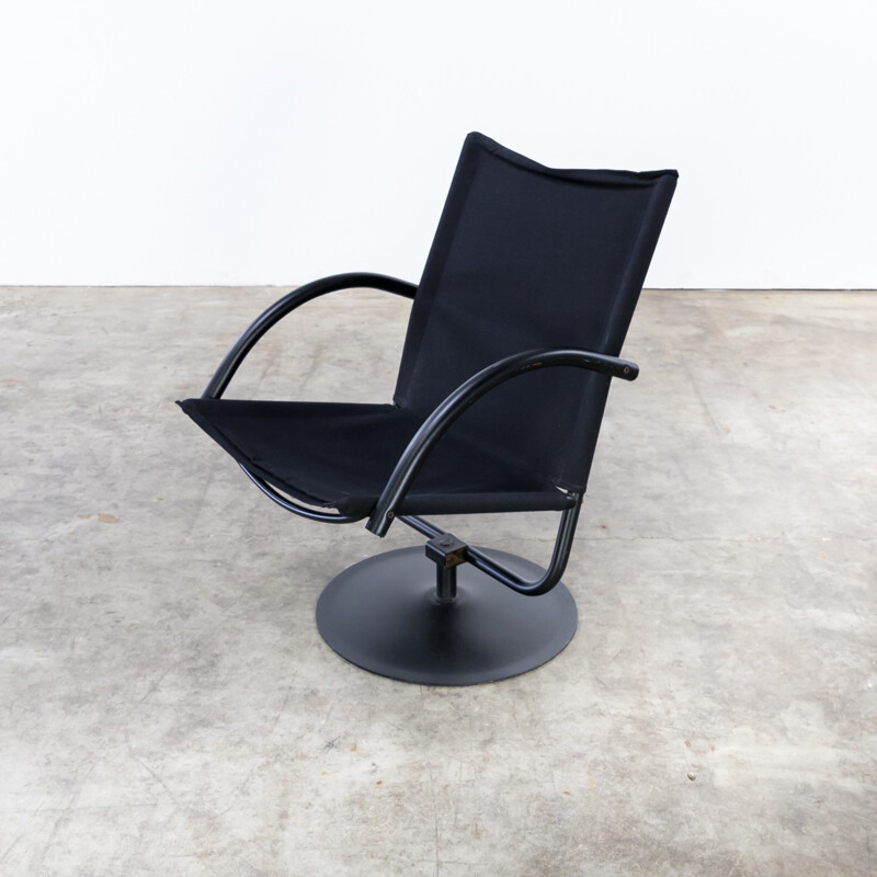 Vintage swivel black chair by Mazairac & Boonzaaier - 1980s