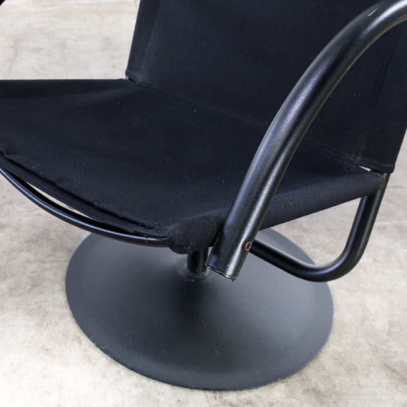 Vintage swivel black chair by Mazairac & Boonzaaier - 1980s