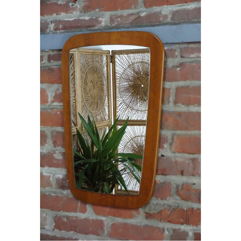 Vintage "Barrel" teak mirror - 1960s