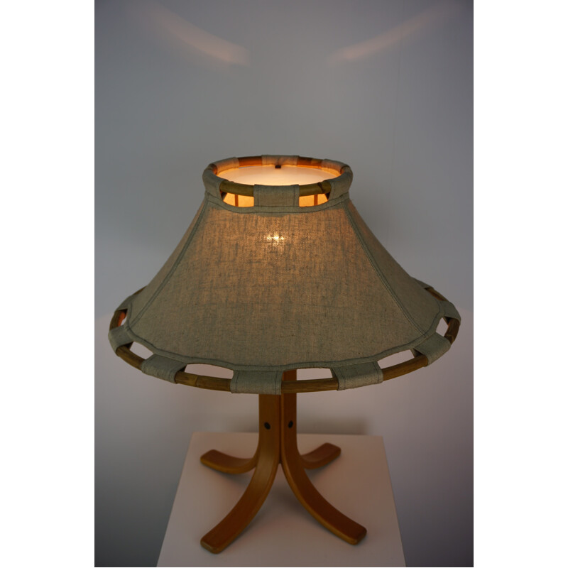 Lamp in curved wood and rattan model "Kosta lampan" by Anna Ehrner - 1972