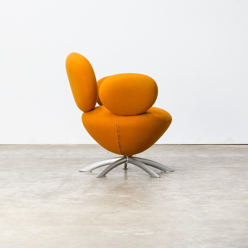 Fauteuil vintage "ballon" rond orange - 1990