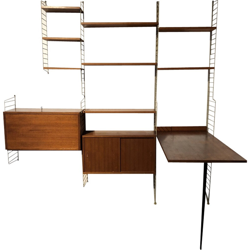 Vintage wall bookcase by Niss Strinning for String - 1950s