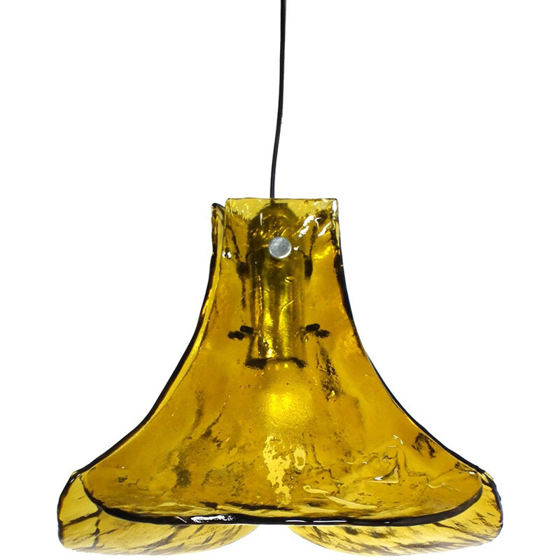 Vintage murano pendant light with green glass by Carlo Nasson for Mazzega - 1960s
