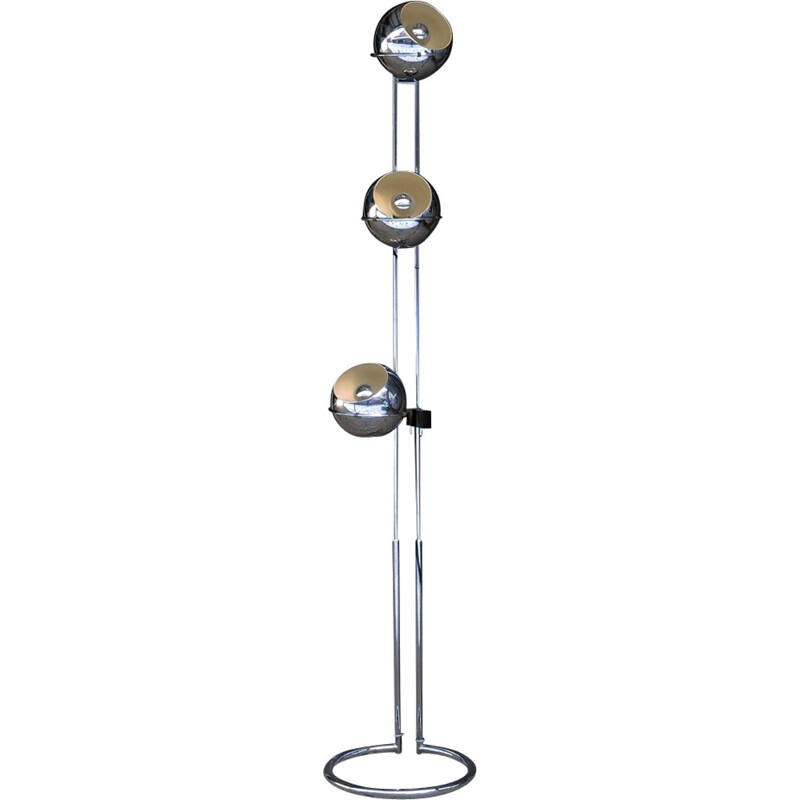 Lampadaire à 3 globes en métal chromé de Goffredo Reggiani - 1970