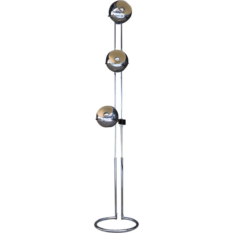 Lampadaire à 3 globes en métal chromé de Goffredo Reggiani - 1970