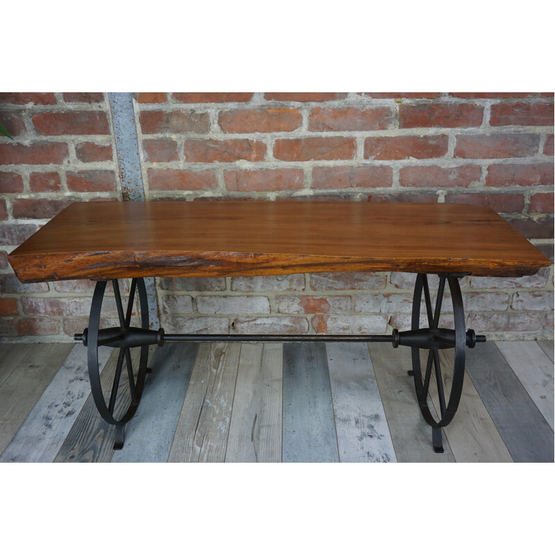 Vintage wooden and metal coffee table - 1950s