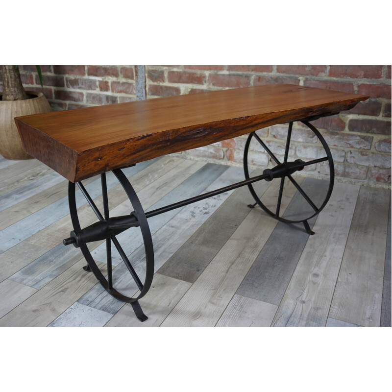 Vintage wooden and metal coffee table - 1950s