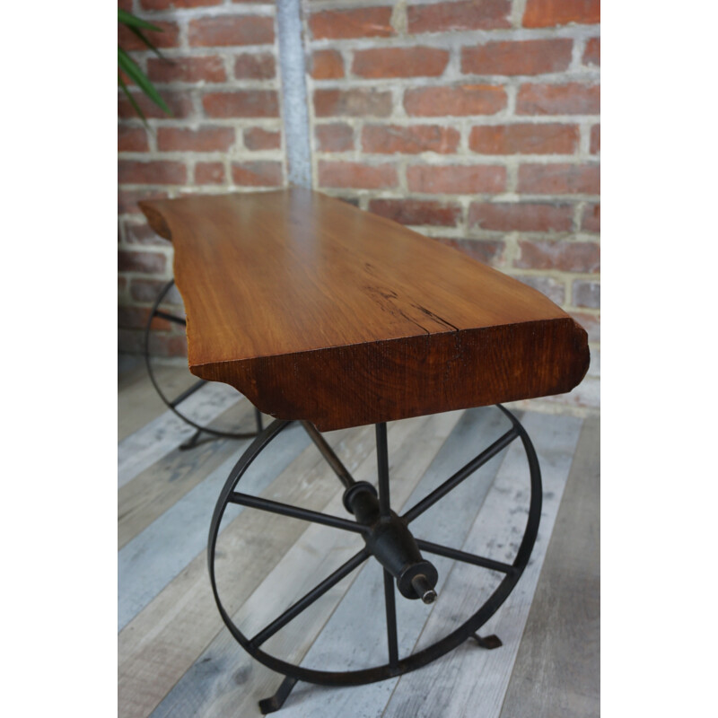 Vintage wooden and metal coffee table - 1950s