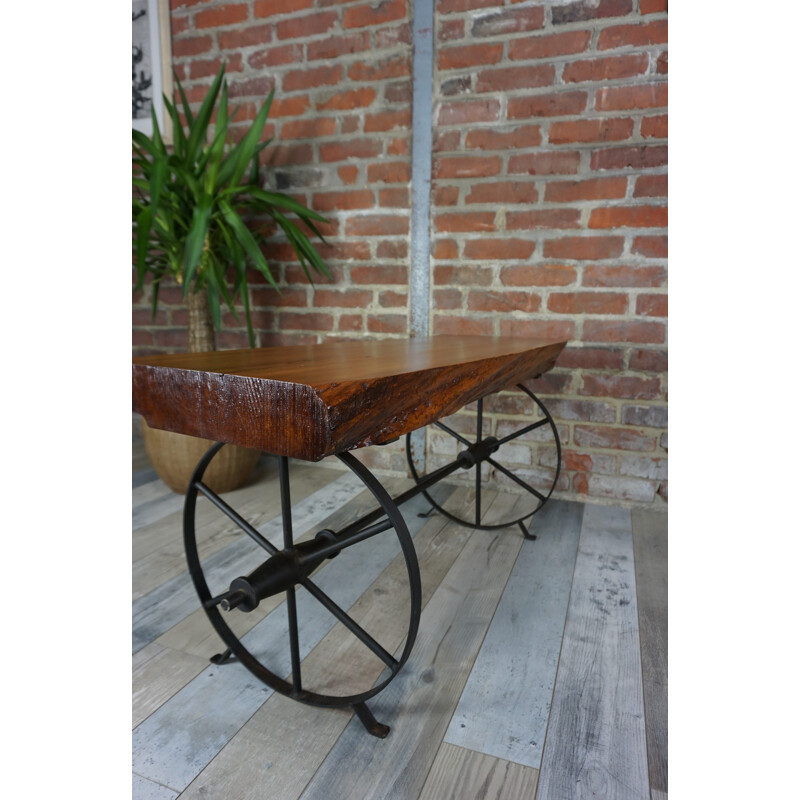 Vintage wooden and metal coffee table - 1950s