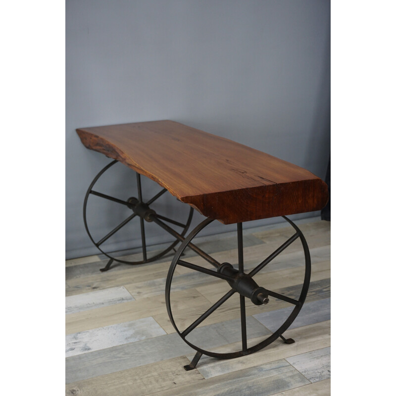 Table basse vintage en bois et métal - 1950