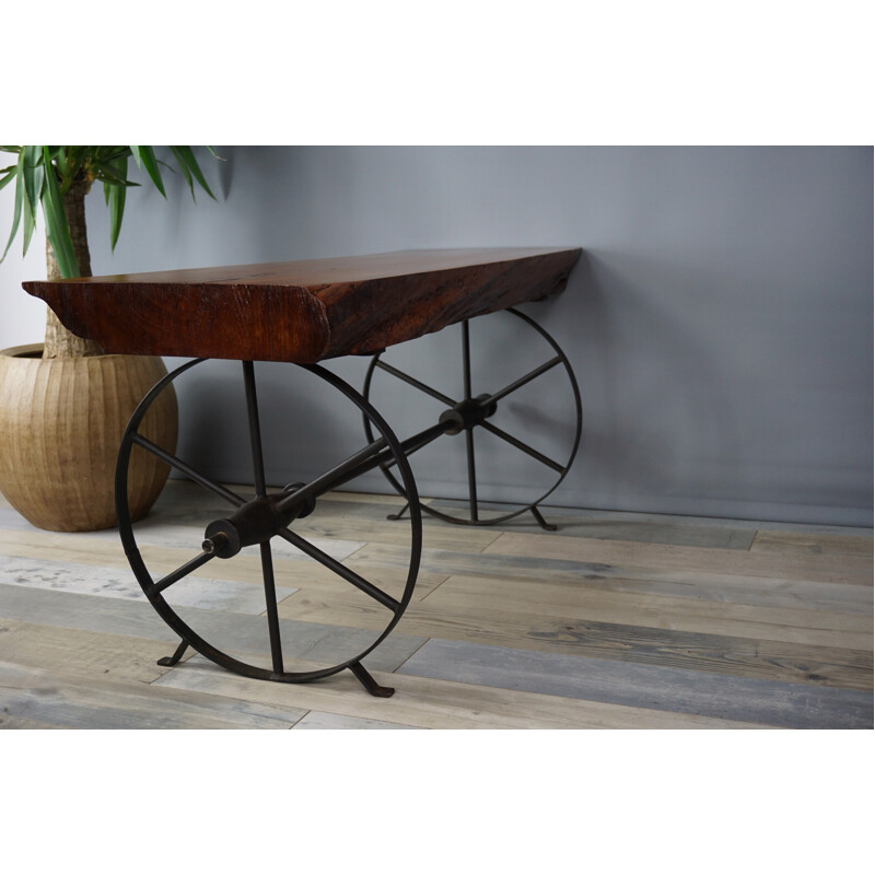 Vintage wooden and metal coffee table - 1950s