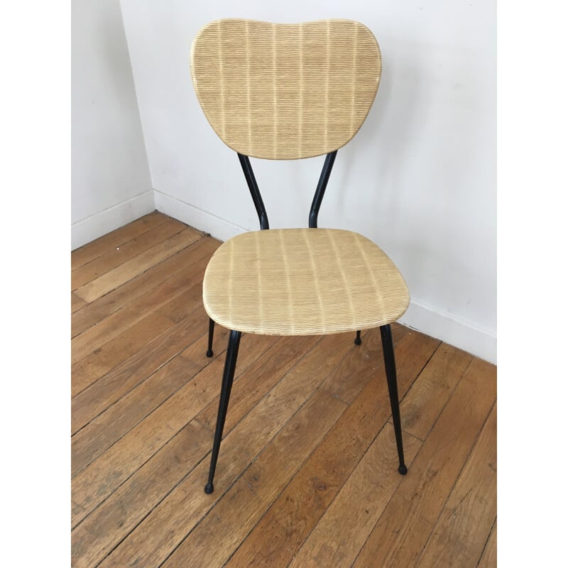 Suite de 4 chaises en simili cuir sur structure métallique - 1960