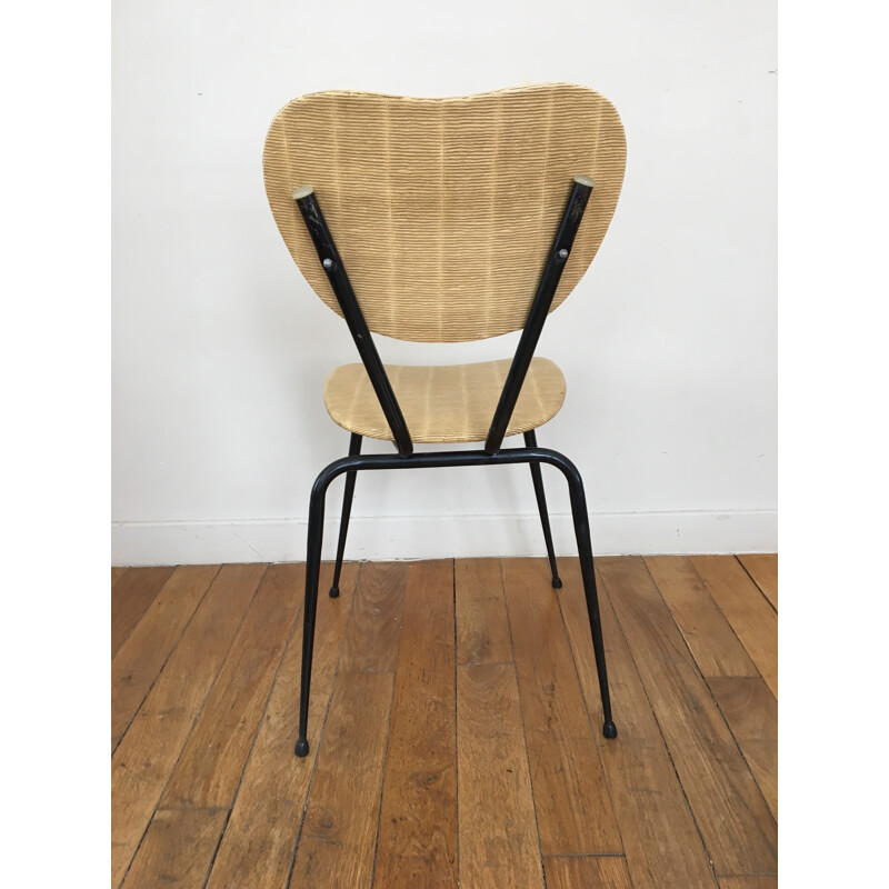 Vintage set of 4 leatherette on a metal structure chairs - 1960s