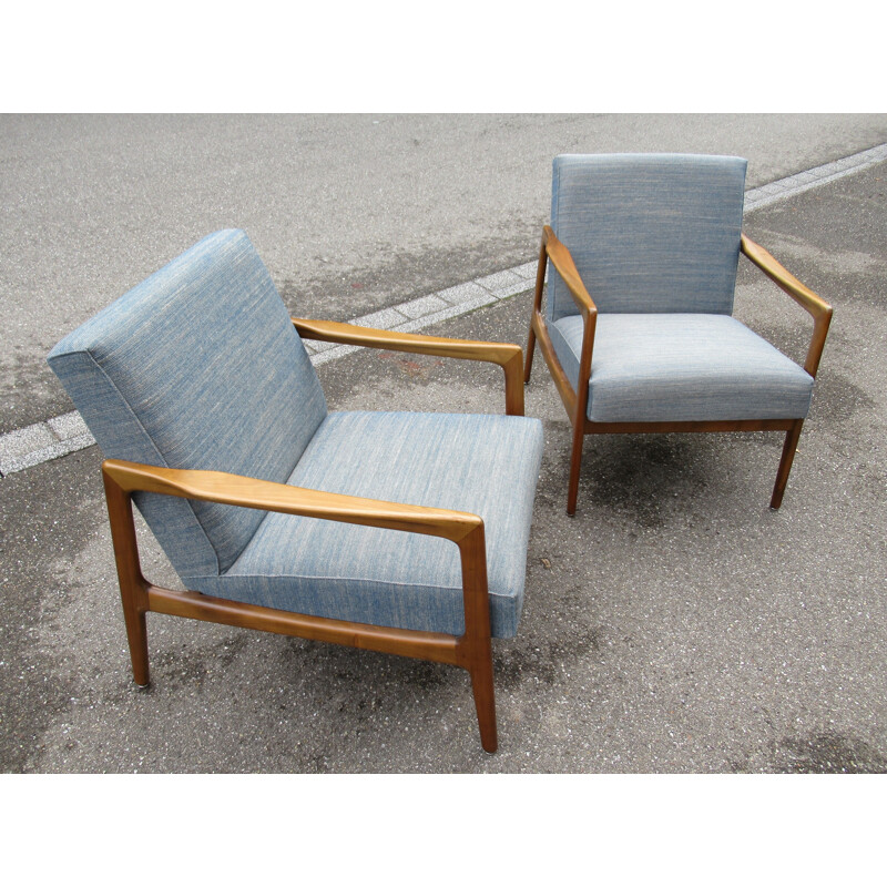 Paire de fauteuils vintage en bois - 1960