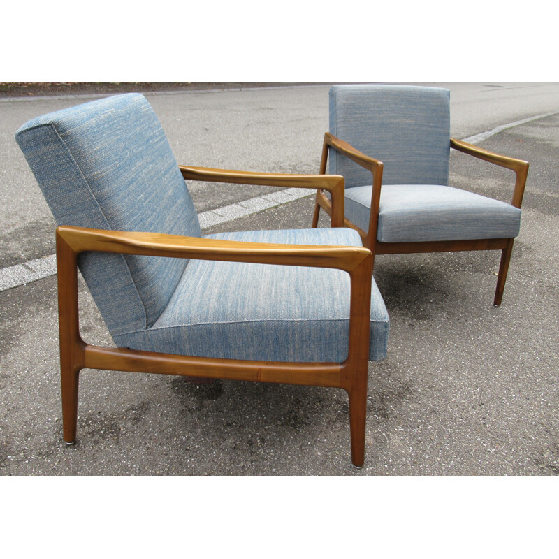 Pair of vintage armchairs in wood - 1960s