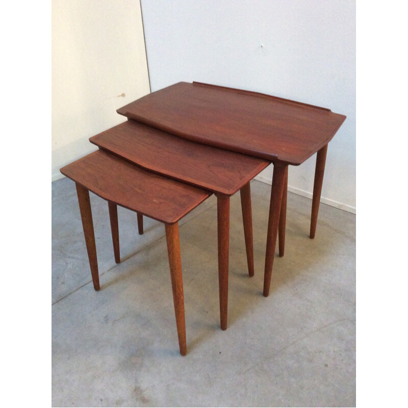 Tables gigognes danoises en bois - 1950