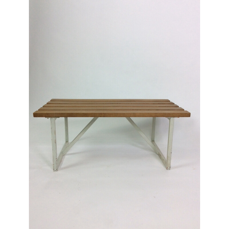 Minimalist slatted bench in wood - 1960s