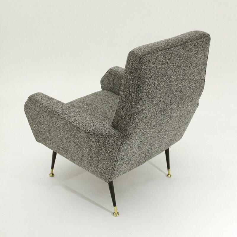 Italian gray armchair with brass foots - 1950s