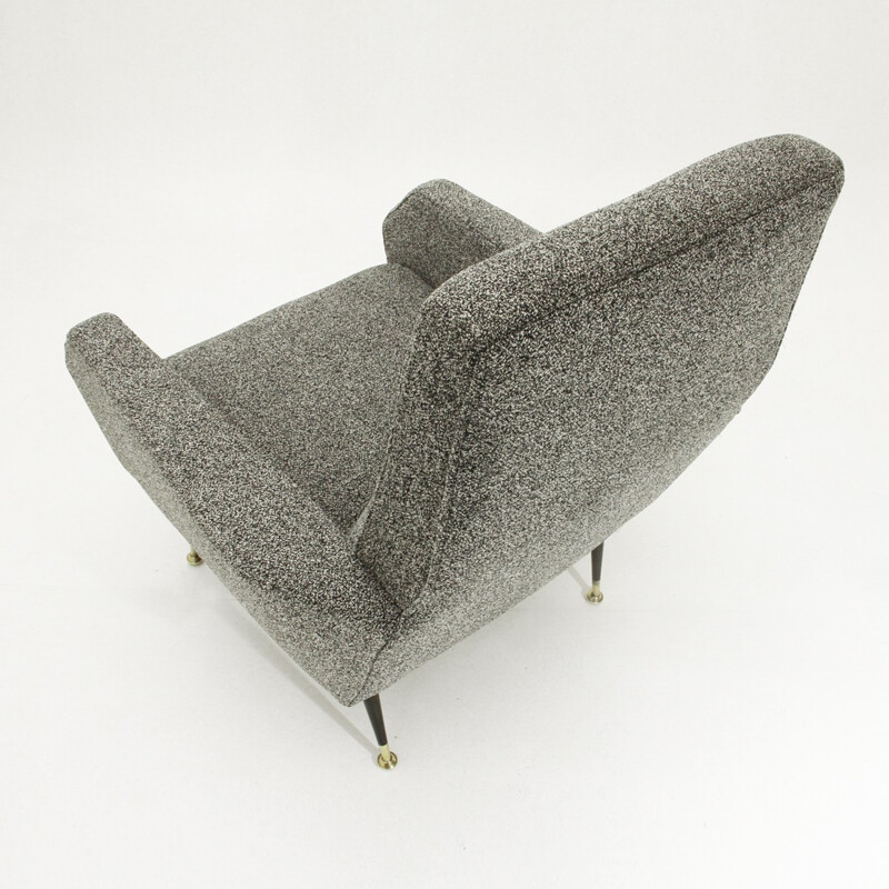 Italian gray armchair with brass foots - 1950s