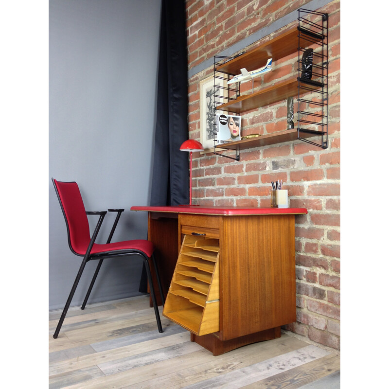 Wood and metal shelf by Adriaan Dekker for Tomado Holland - 1950s