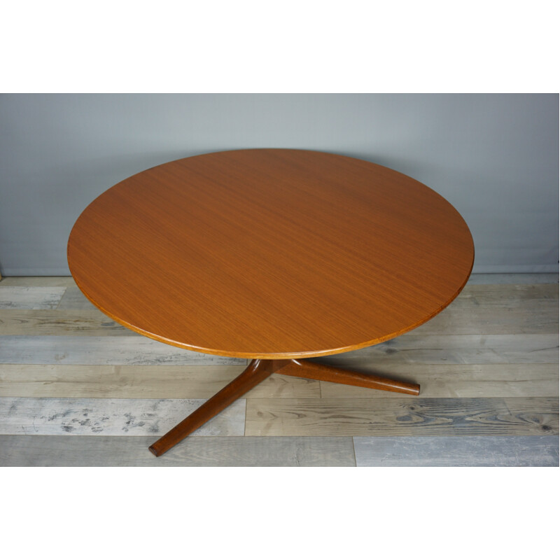 Vintage belgian teak round coffee table - 1960s