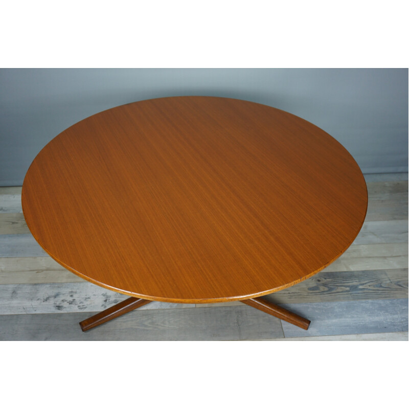 Vintage belgian teak round coffee table - 1960s