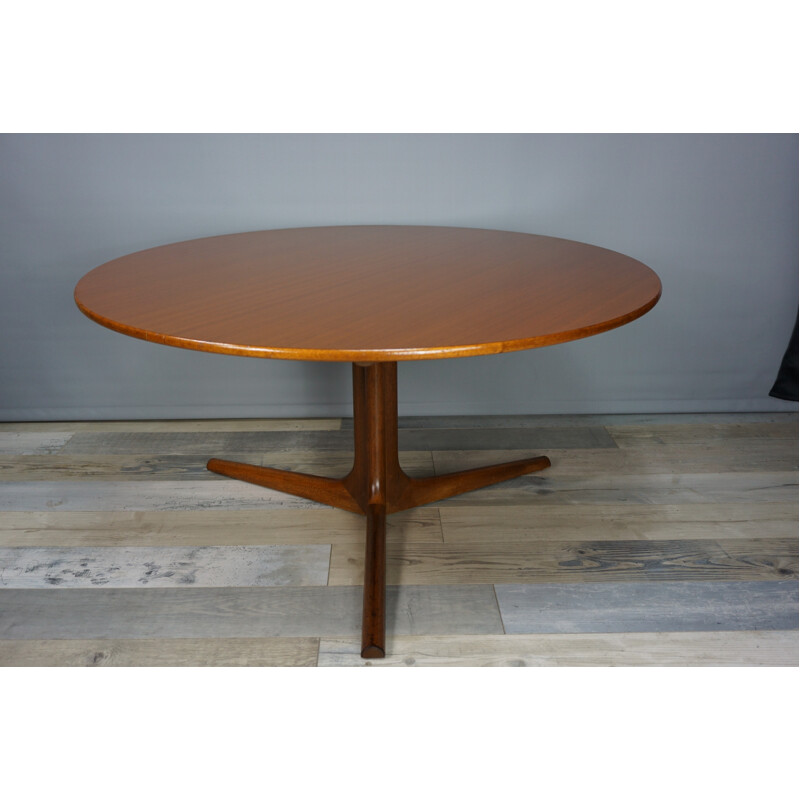 Vintage belgian teak round coffee table - 1960s