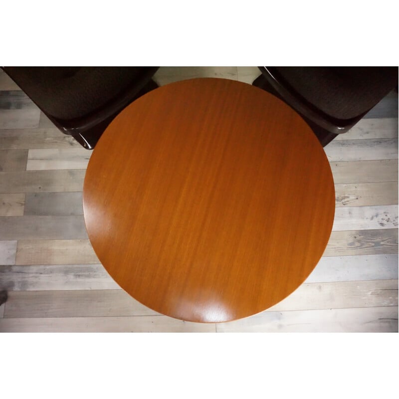 Vintage belgian teak round coffee table - 1960s