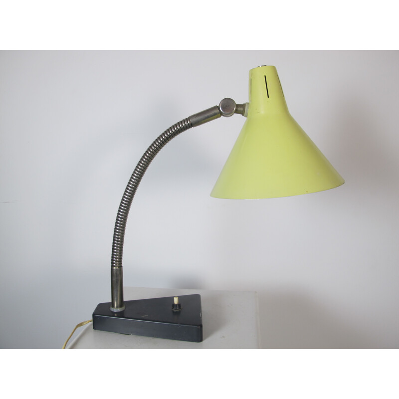 Yellow table lamp by H.Busquet for Hala - 1950s