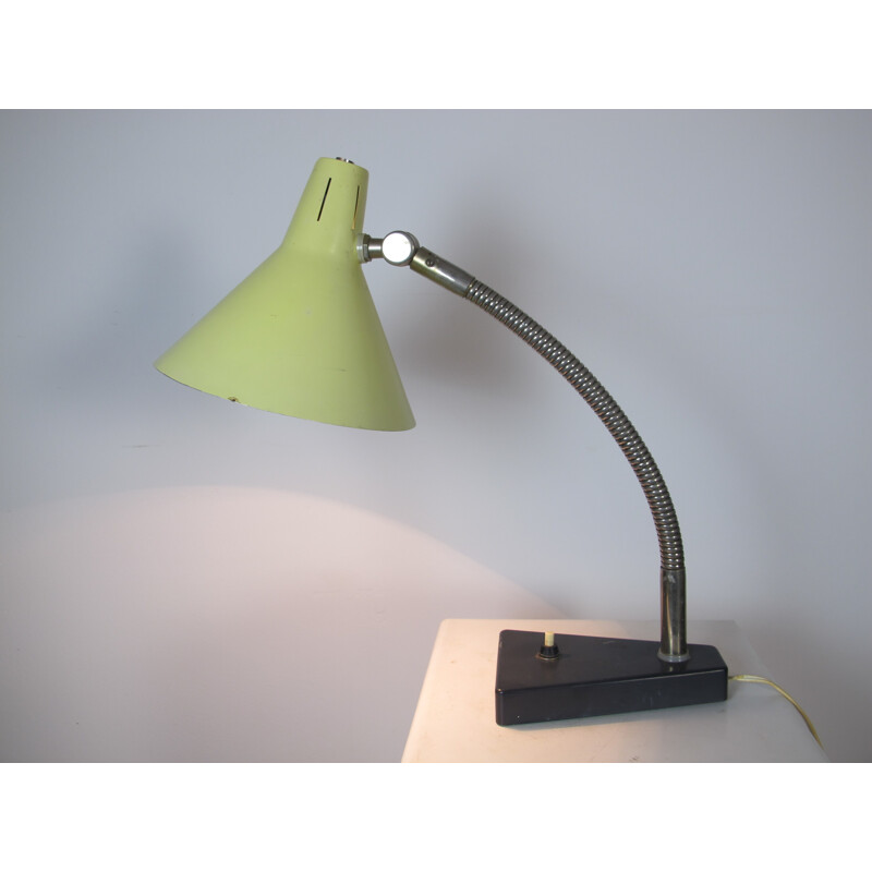 Yellow table lamp by H.Busquet for Hala - 1950s