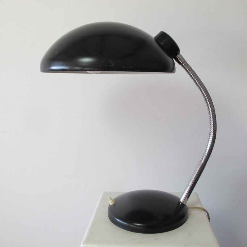 Lámpara de mesa negra vintage, 1950