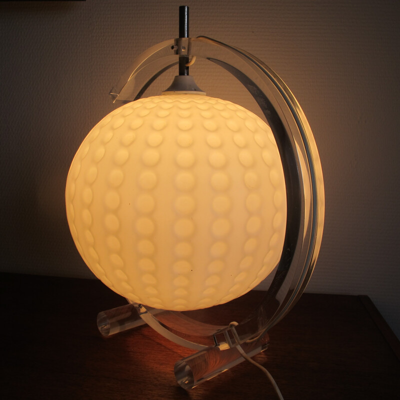 Lampe de Bureau Vintage en Perspex et en Verre - 1970