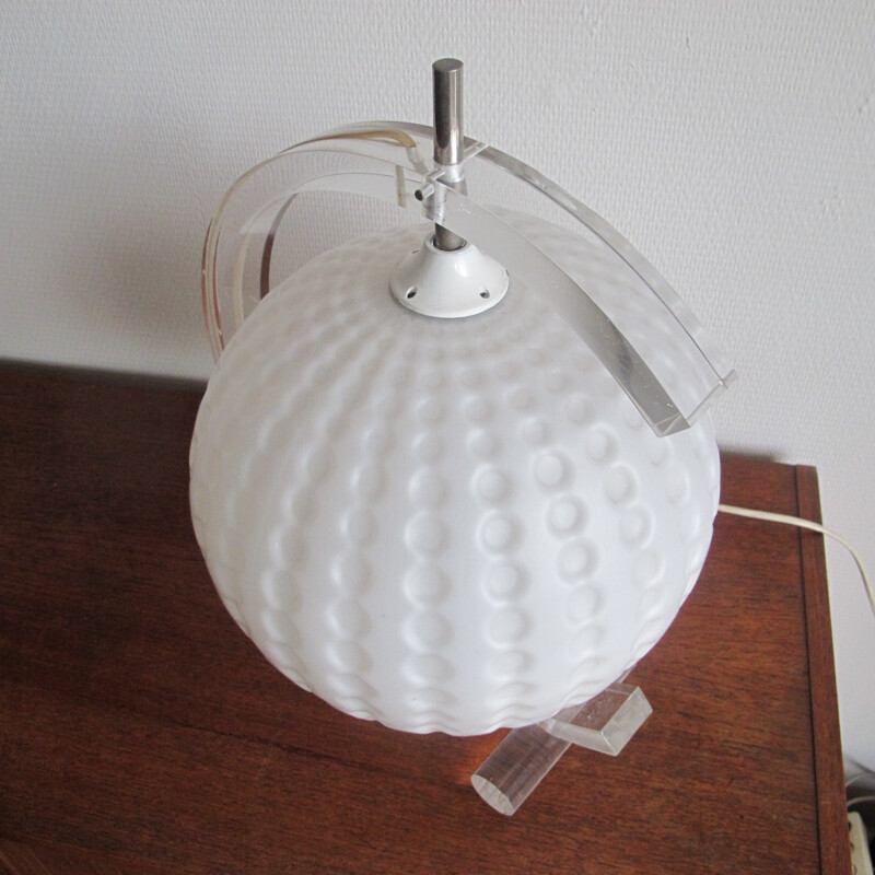 Vintage Perspex and Glass Table Lamp - 1970s