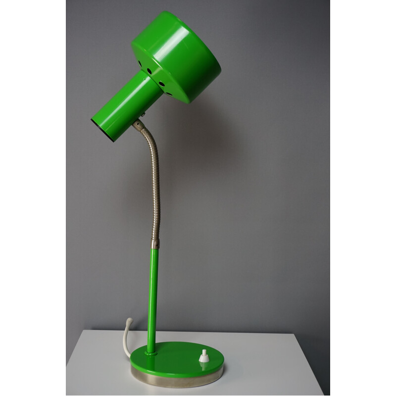Lampe articulée verte en métal chromé - 1960