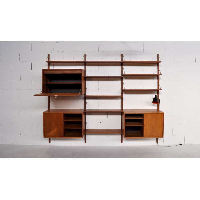 Adjustable system in teak, glass and brass, Poul CADOVIUS - 1950s 