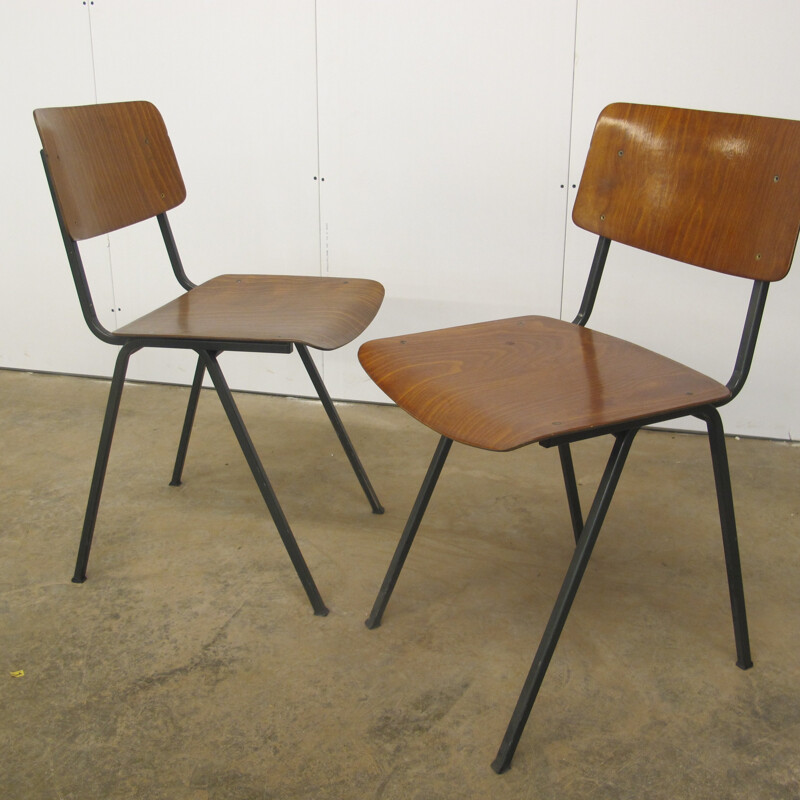 Lot de 4 chaises vintage en acier et en contreplaqué par Marko, 1960