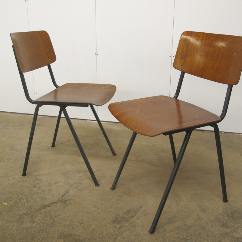 Set of 4 vintage steel and plywood chairs by Marko, 1960