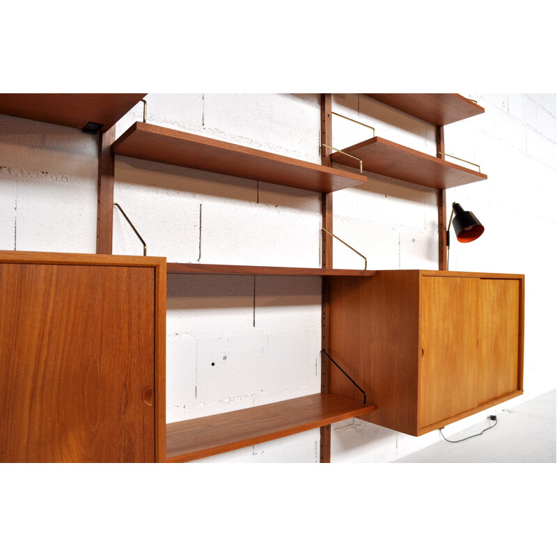 Adjustable system in teak, glass and brass, Poul CADOVIUS - 1950s 