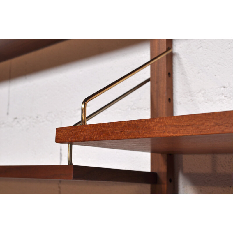 Adjustable system in teak, glass and brass, Poul CADOVIUS - 1950s 