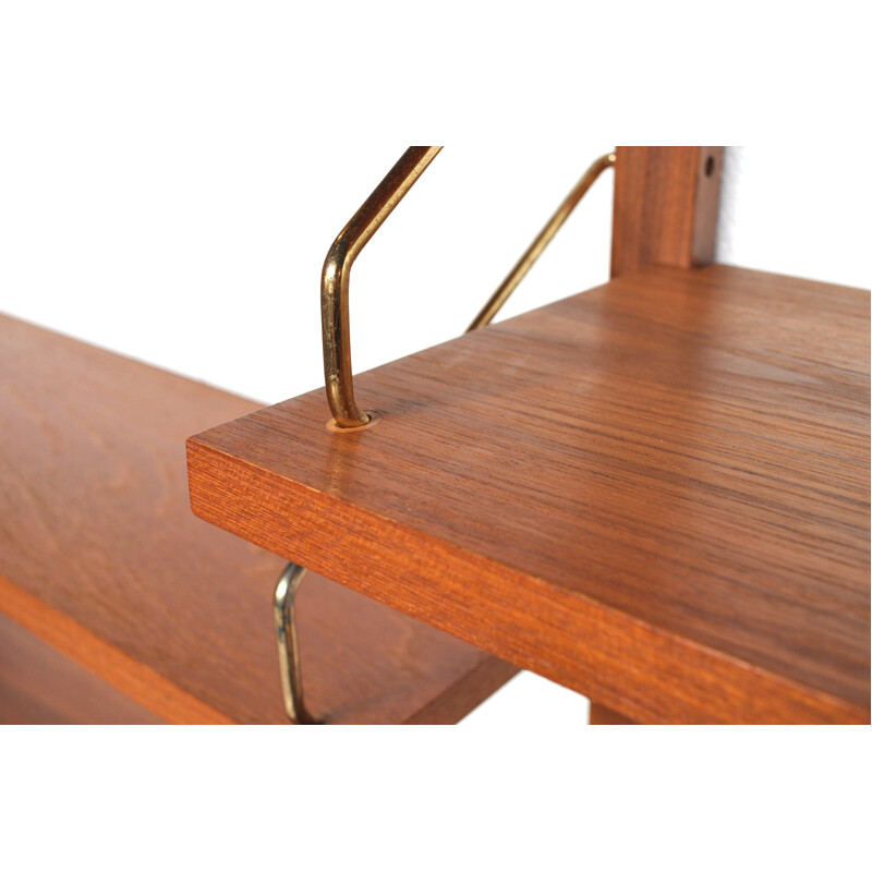 Adjustable system in teak, glass and brass, Poul CADOVIUS - 1950s 