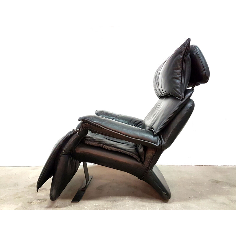 Fauteuil lounge inclinable en cuir par Percival Lafer - 1970
