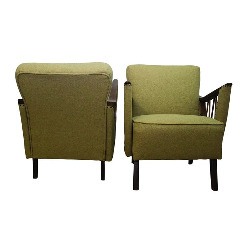 Mid-Century German green olive armchairs - 1950s