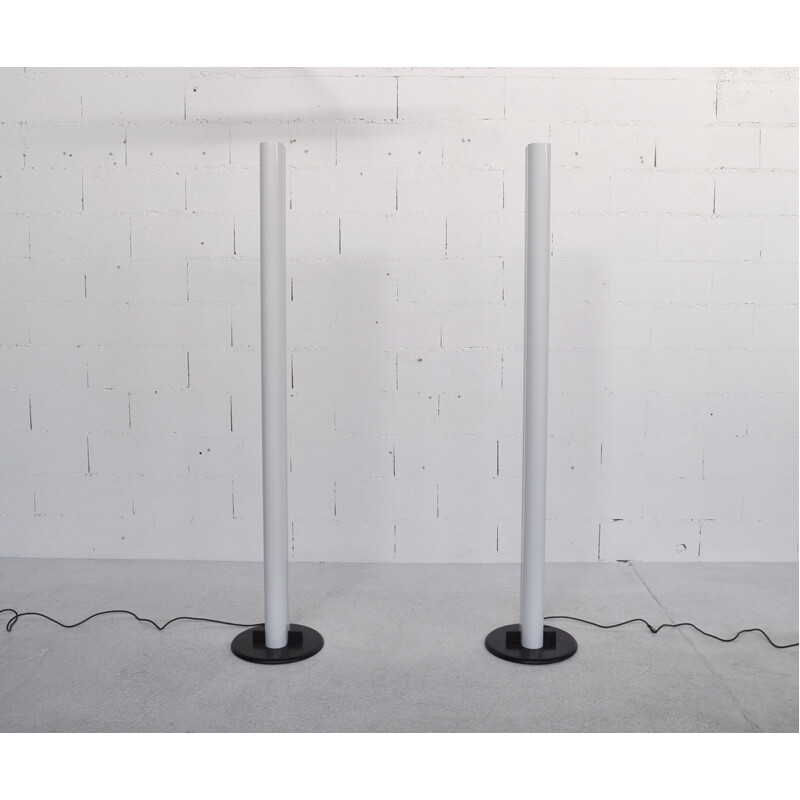 Pair of floor lamps "Megaron" in lacquered aluminium, Gianfranco FRATTINI - 1970s